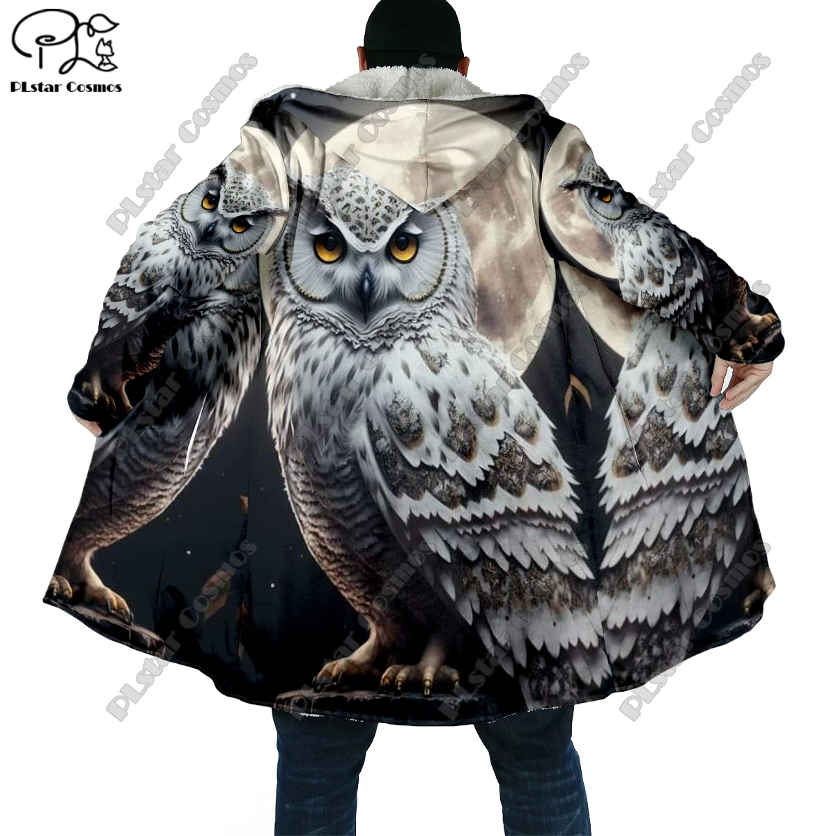 3D Printed Halloween Scary Owl Skull Theme Pocket Cape Coat Latest Casual Unique Streetwear Unisex Winter New Arrival