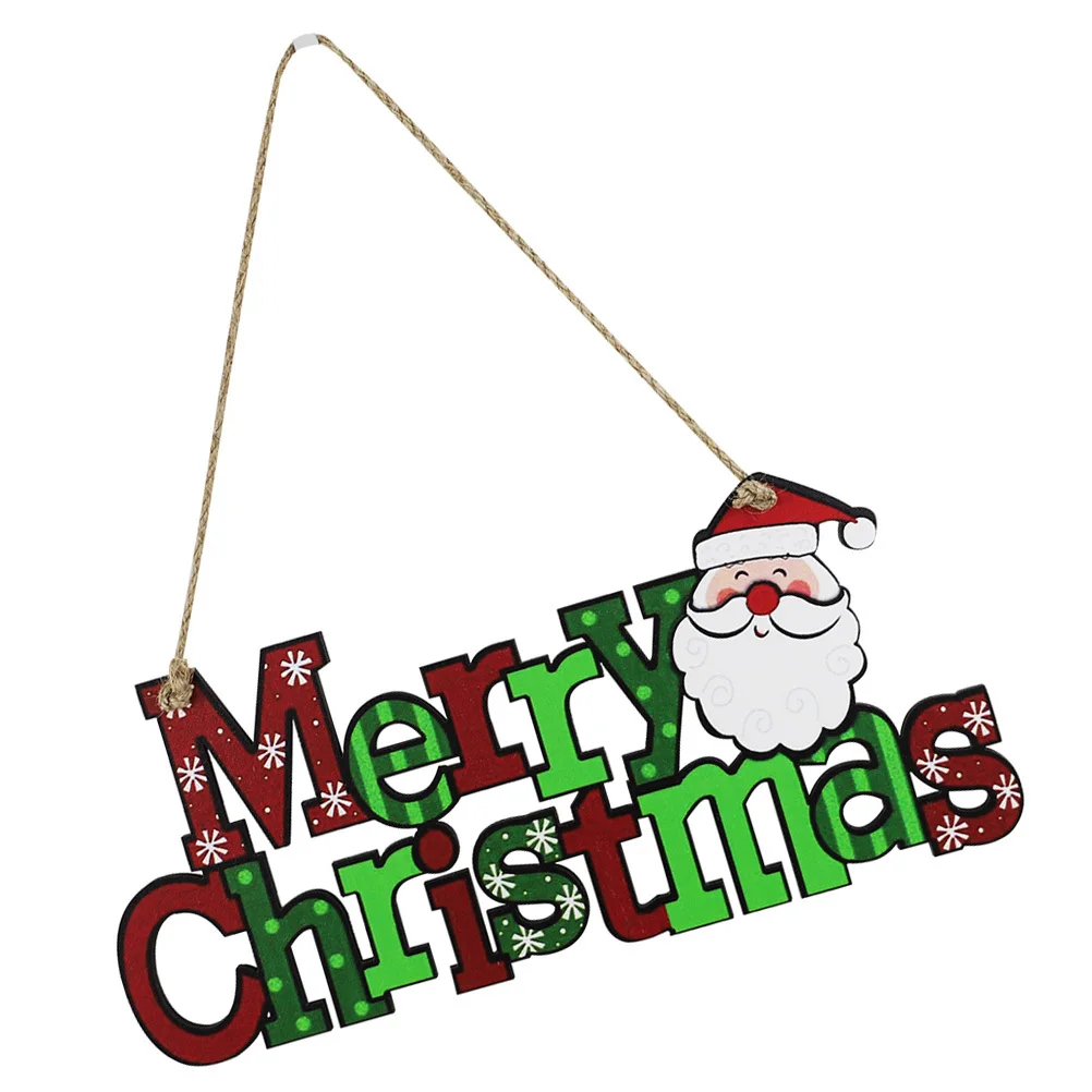 

1Pcs Christmas Door Hanging Sign Hollow-Out Letter Decorative Door Plate Wooden Welcome Board Party Ornament Home Decor