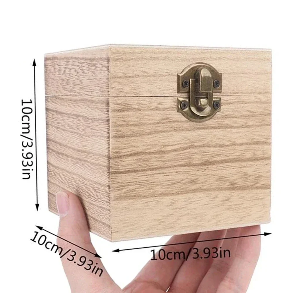 1pcs Vintage High Quality Retro Jewelry Box Desktop Natural Wood Clamshell Storage Hand Decor Metal Lock Wooden Box