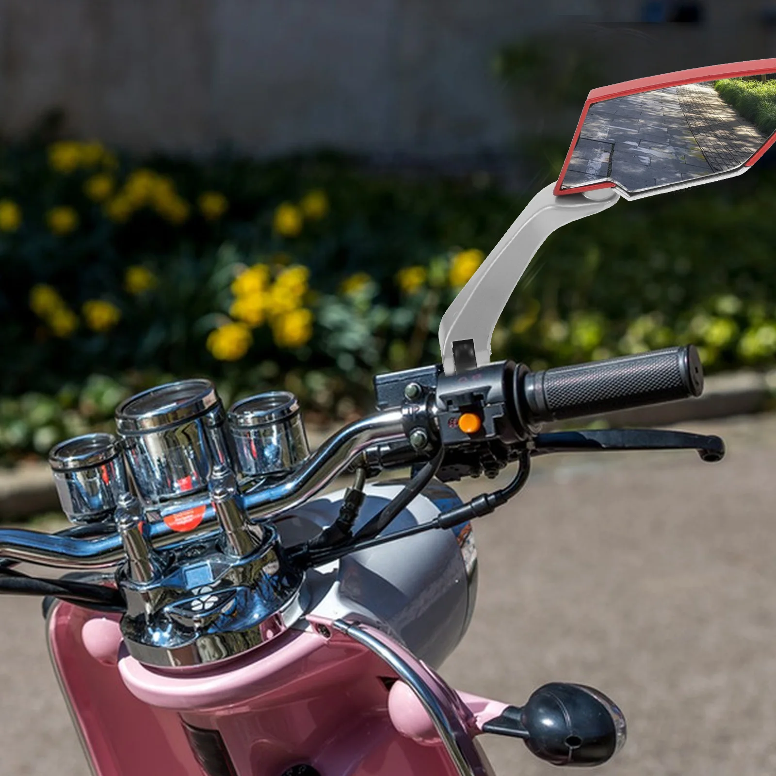 

1Pair Rear View Mirror for Motorbike High Definition Reflective Glass Safety Side Mirror Universal Fit Handlebar Mount Bike