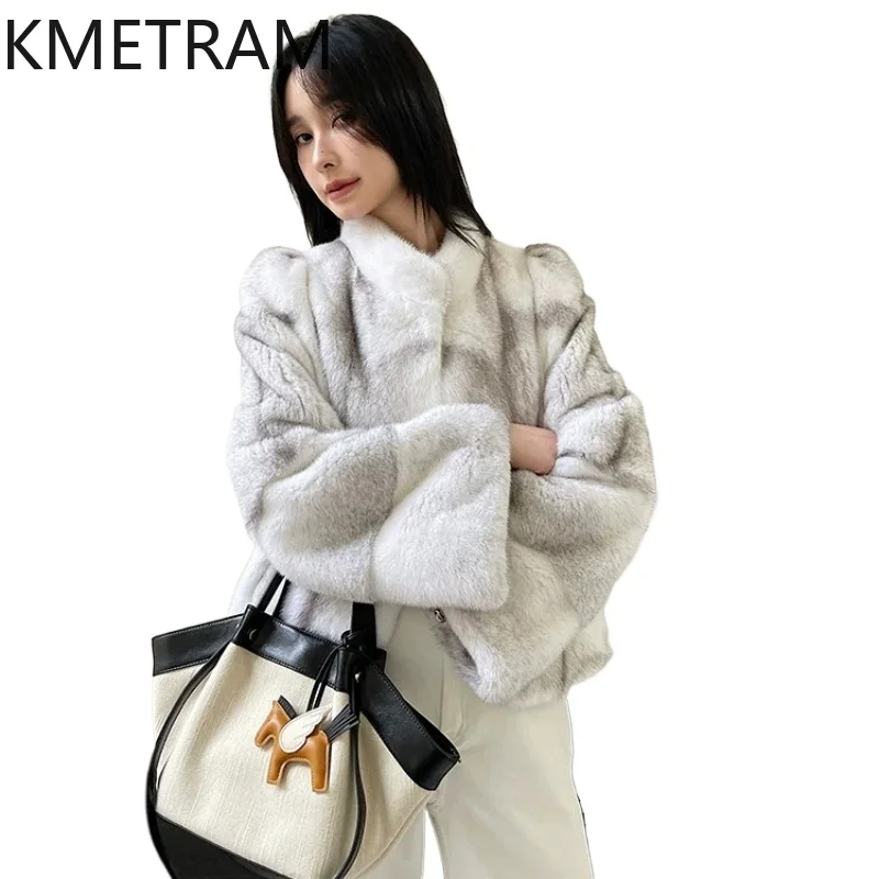 

KMETRAM Real Velvet Mink Fur Jacket Stylish Short Winter Fur Coat Women's Leather Fur Coats Premium Woman Clothing 2026 casaco