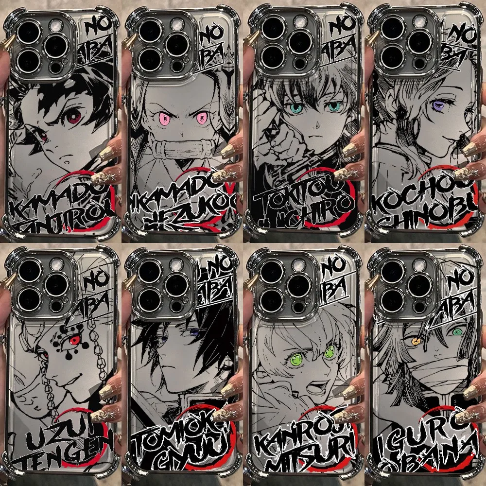 Plating Phone Case For Samsung S26 S25 S24 S23 S22 S21 S20 FE Edge Plus Ultra Anti Fall Airbag Anime D-Demon Slayers