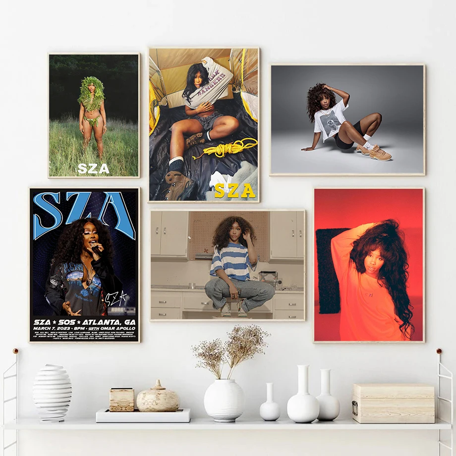 Pop Music Hip Hop Rap Singer Sza Sos Aesthetic Portrait Cover Vintage Poster Canvas Paintings Wall Art Pictures Home Decor