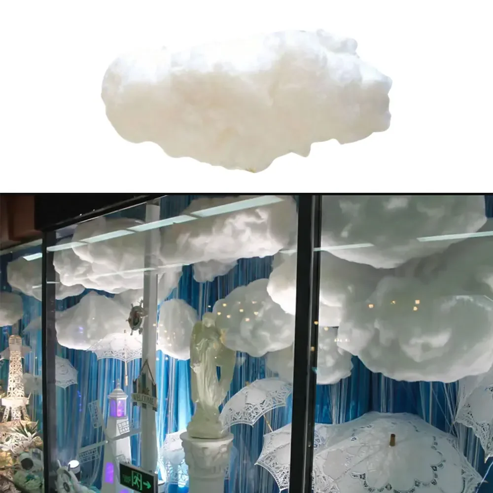 Nube de algodón Artificial blanca, accesorios decorativos para Navidad, fiesta de cumpleaños, boda, fondo colgante, Nube de algodón decorativa, 1 unidad