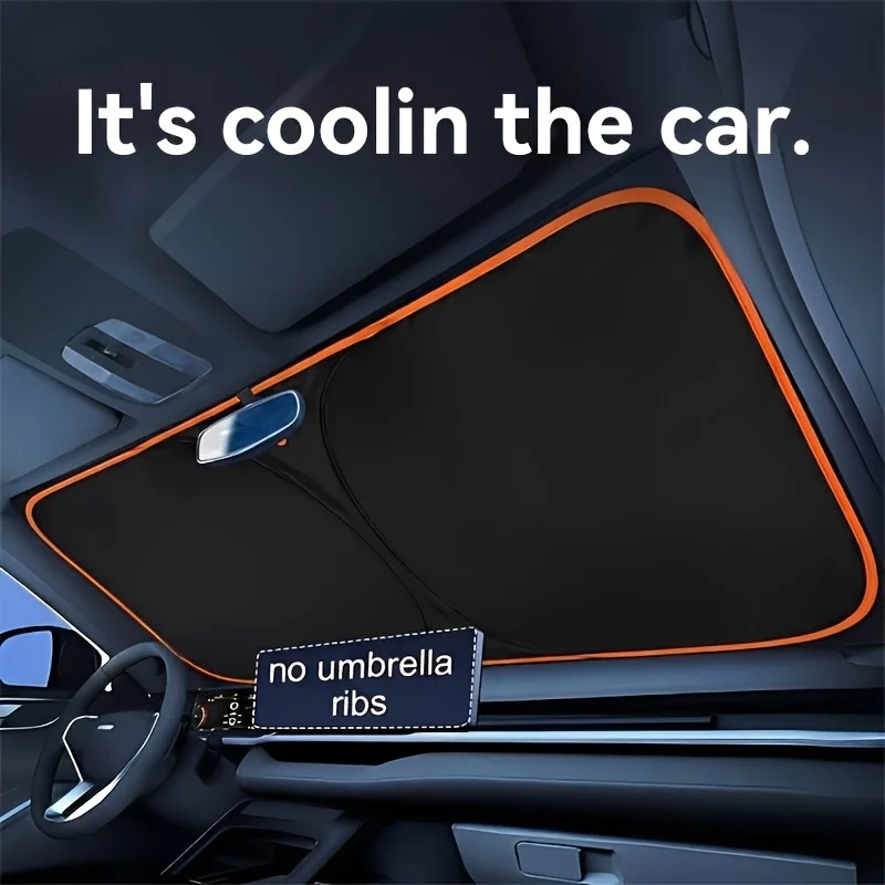 Car Front Windshield Sunshade，Convenient Storage Design，No-Drill Car Sunshade Canopy，Fully Seamless Edge-to-Edge Fit，Equipped Wi - view 4