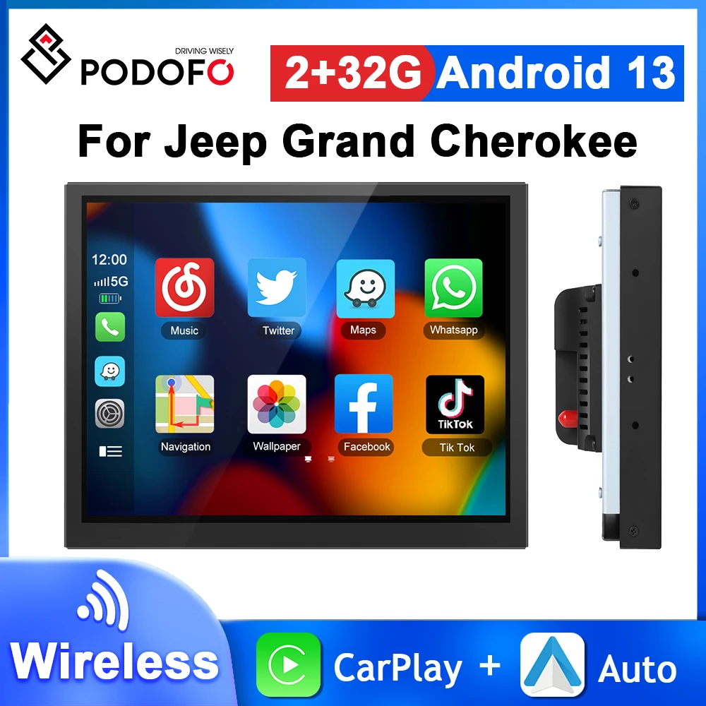 Podofo 8.4'' Android Car Stereo For Jeep Grand Cherokee 2+32G Multimedia Player Carplay Android Auto GPS Navigation Autoradio