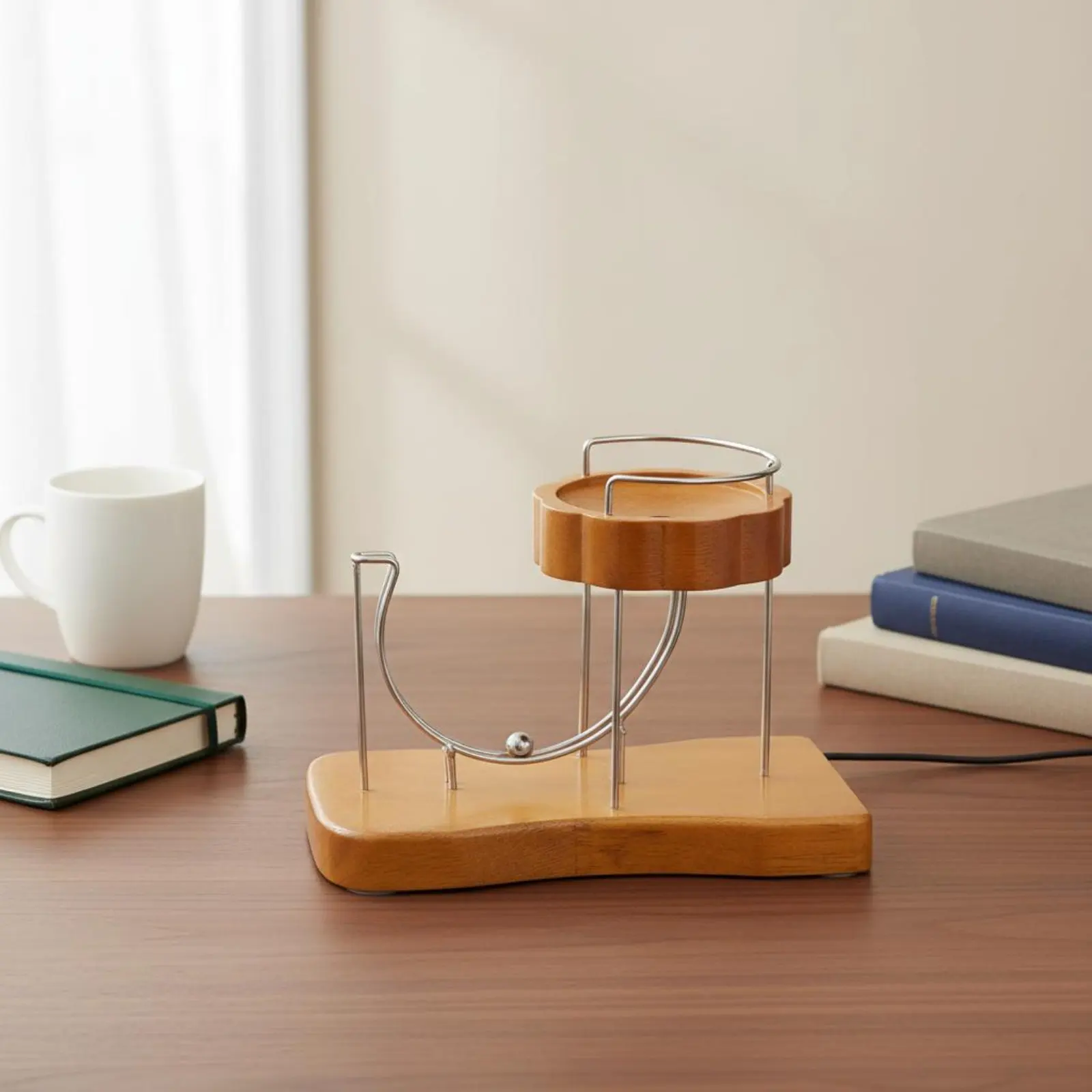 

Wooden Kinetic Desk Toy Stress Relief Electric-Powered Kinetic Art Piece Perpetual Motion Ornament Focus Enhancing Perpetual