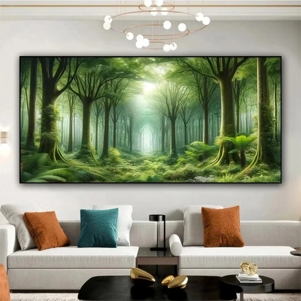 Green Tree Forests Diamond Painting New Full Square Round Diy Diamond Mosaic Landscape Tree Art For Living Room Home Decor