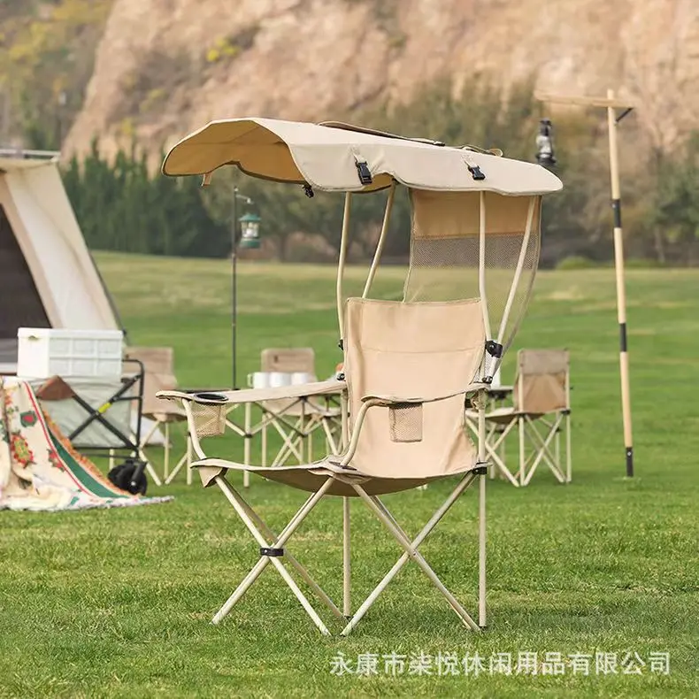 Outdoor Folding Chairs, Recreational Canopy, with Parasols, Camping, Picnic, Portable