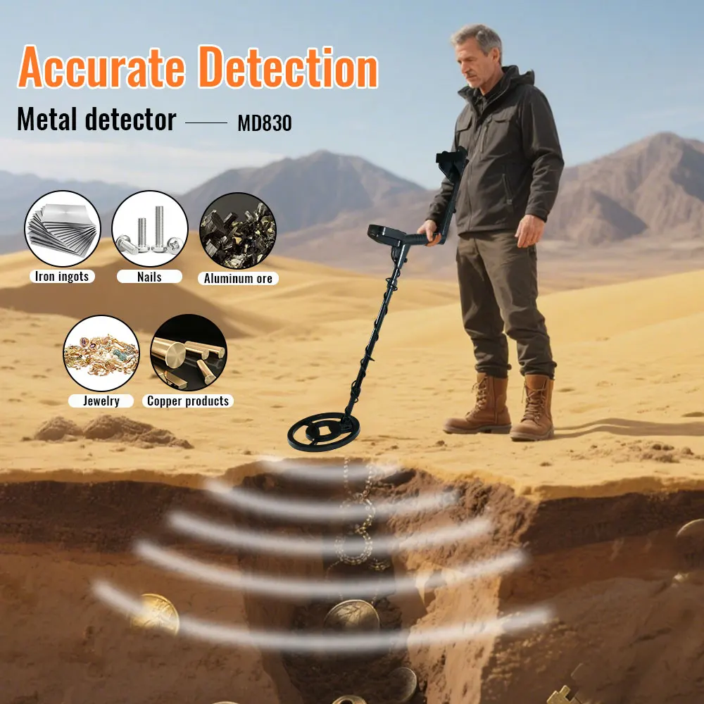 Metal Detector MD830 Scanner di profondità sotterranea Ricerca Rilevatore d'oro ad alta precisione Rilevatore di tesori Pinpointer