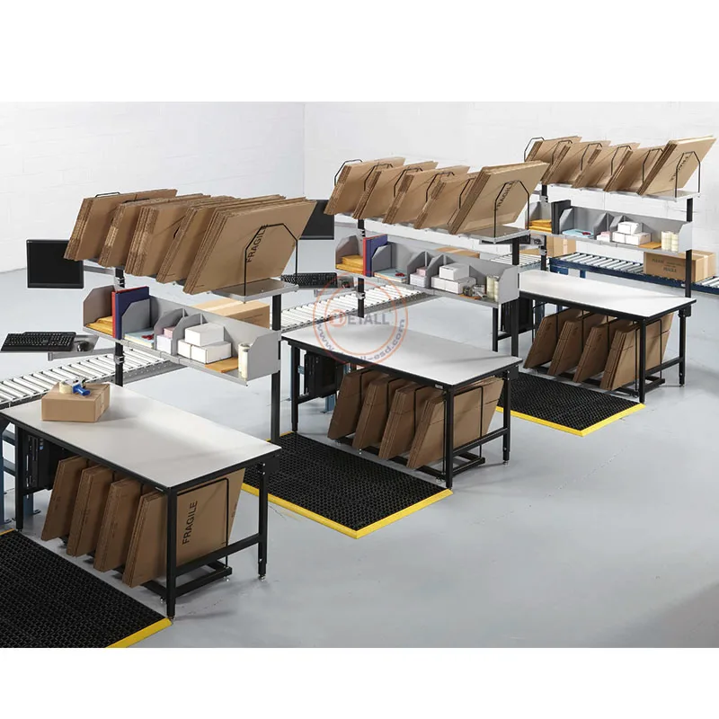 Warehouse and Workshop Area Workbench Packing Station Table with Anti-fatigue Floor Mat