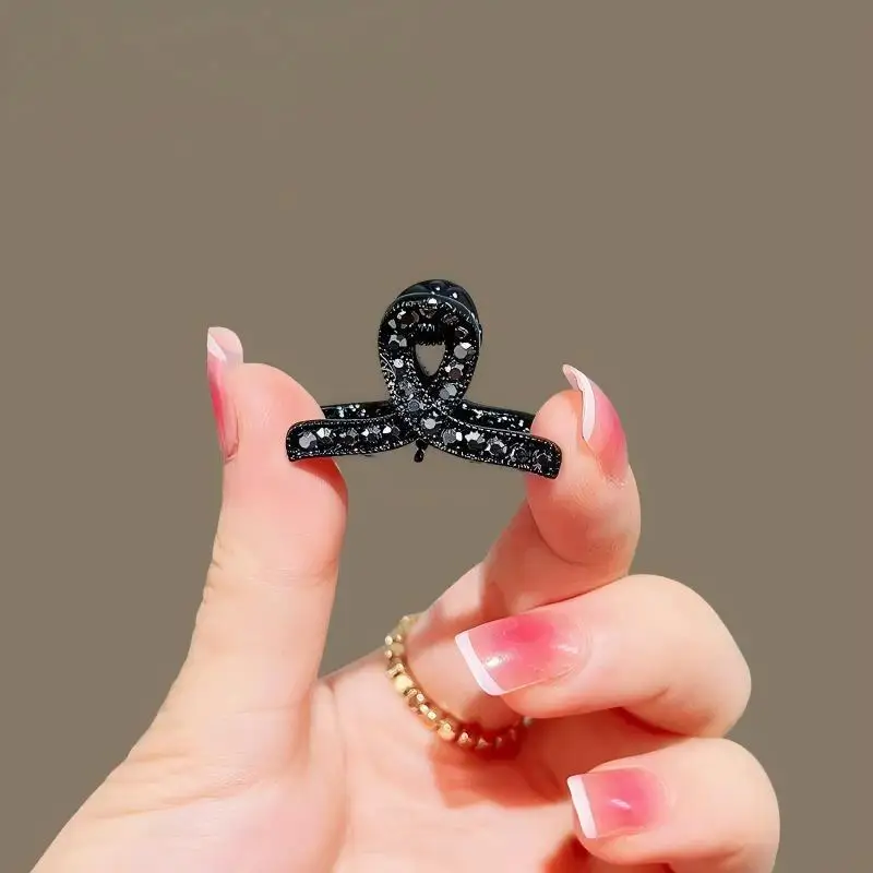 Black Rhinestone Wave Clip Women's High-end Hair Accessory Bang Small Hair Clip Side Internet Famous Headband Small Gripper Clip view 6