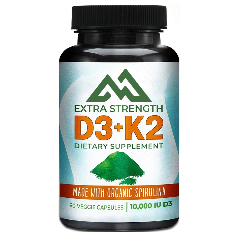 

Vitamin D3 K2 (MK-7) contains 60 capsules of organic spirulina and vegetarian capsules to support bone health and immune system