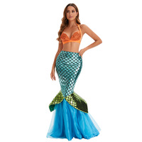 Adult Mermaid Princess Costume Cosplay Fairy Tale Princess Bustier Top Paired Tail Sequined Dress Sexy Corset Top Shiny Tail