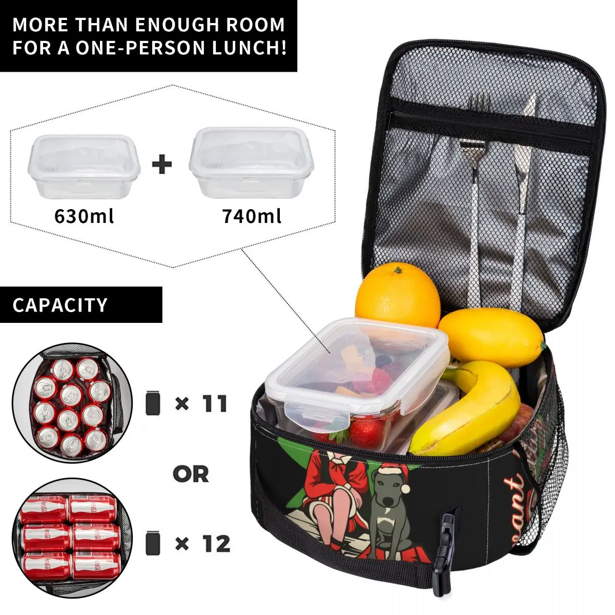 Stay For The Holidays Lunch Bag Singer Cute Lunch Box For Women School Portable Cooler Bag Waterproof Thermal Tote Handbags
