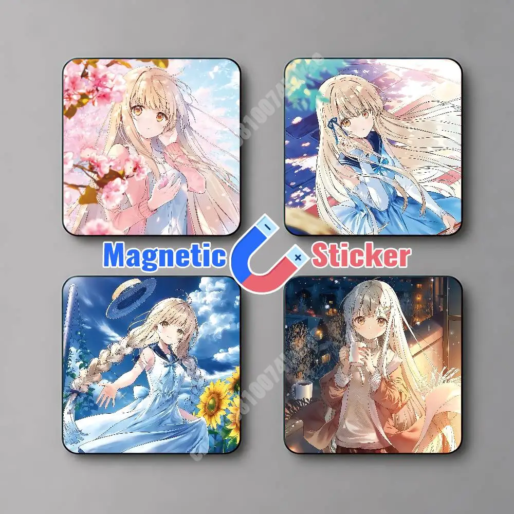 Shiina Mahiru The Angel Next Door Magnetic Sticker Removable Fridge Decal for Metal Surfaces Magnet Label