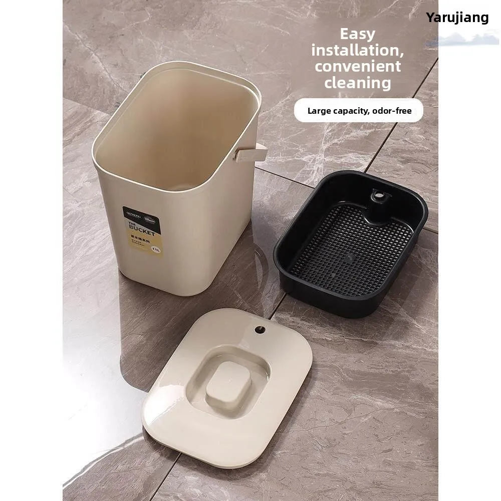 

Tea Room Office Waste Water Separation Filter Net Covered Drainage Bucket Stainless Steel Inner Tank Household Garbage Can