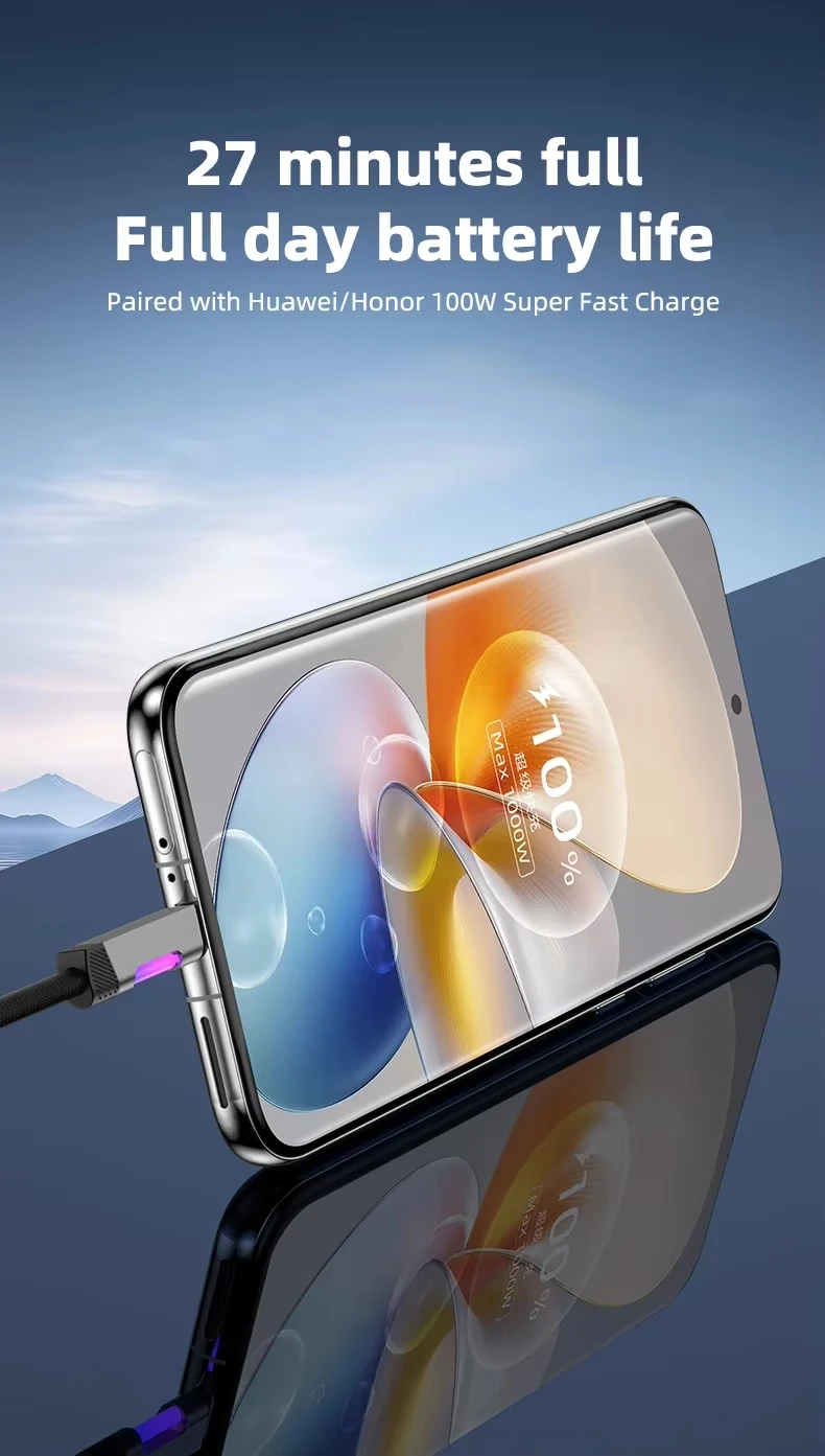 NNBILI NEW RGB Fast Charging Cable 100W A-C and 60W C-C Charging Cable Fast Charging Cable, for Xiaomi Huawei OPPO Oneplus Cable