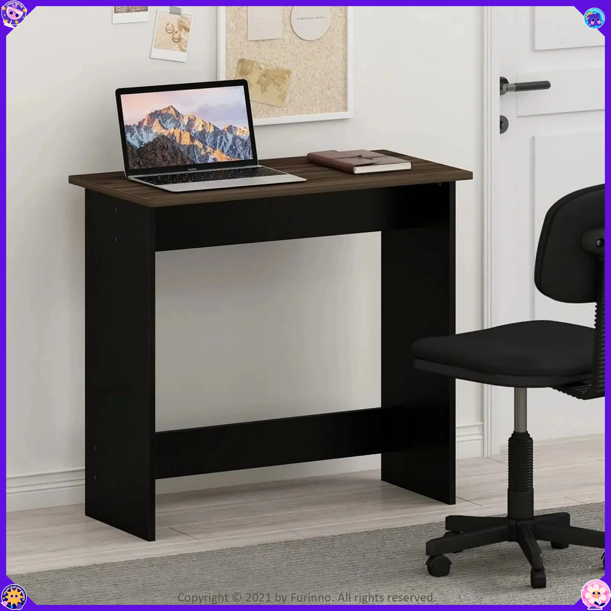 

Walnut simple study desk, compact desk suitable for dorms, bedrooms and home offices, minimalist design