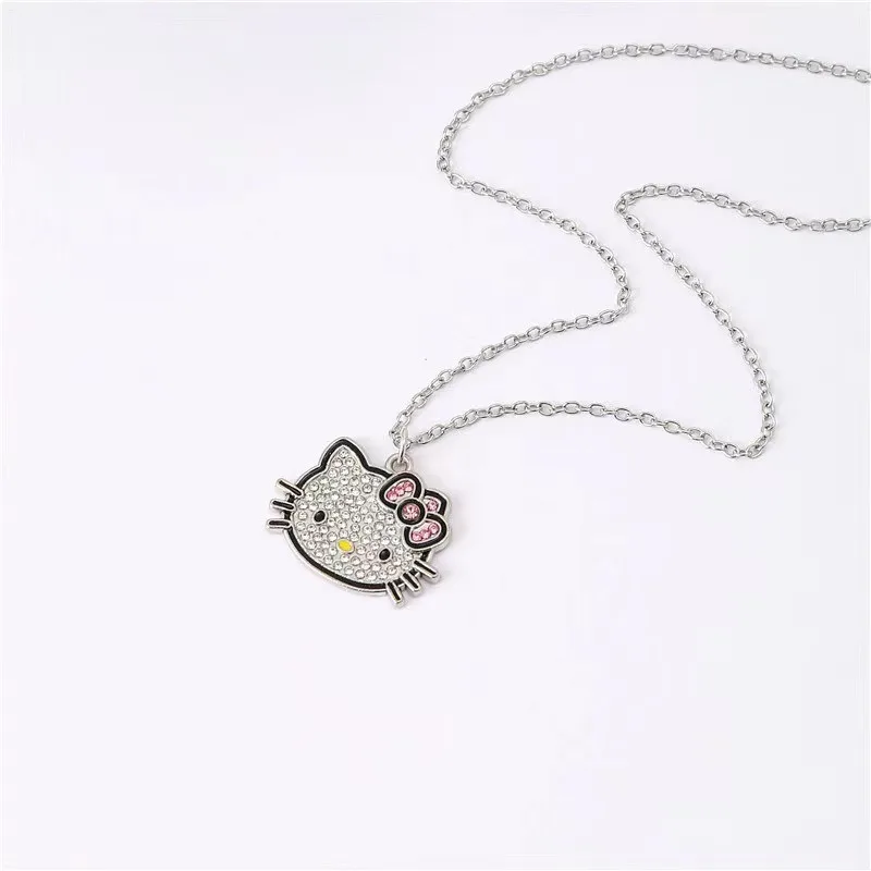 Kawaii Hellokitty Jewelry Necklace Y2k Pendant Cartoon Kt Cat Keychain Anime Charms Accessories for Women Girl Student Gift