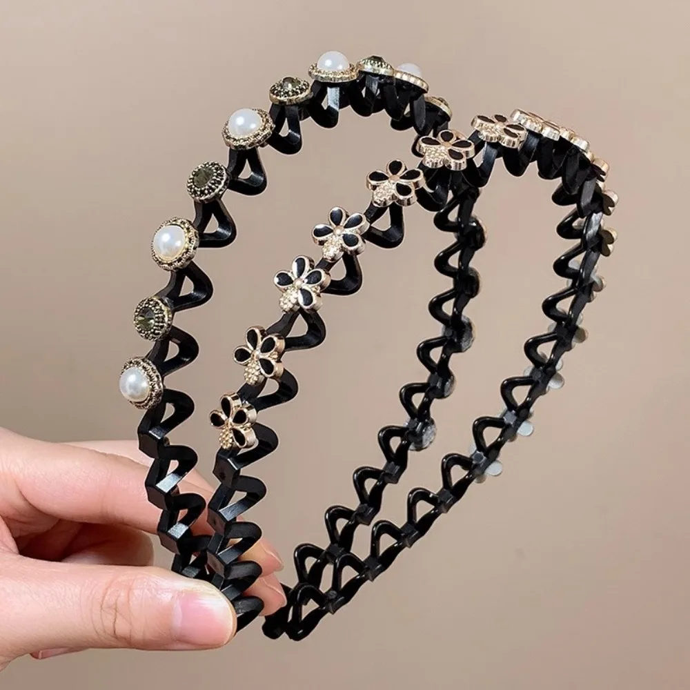 

Rhinestone Lazy Men Hair Braider Hair Hoops Pearl Flower Braided Tools Hairband Twist Clips Headwear Hair Toothed Headband