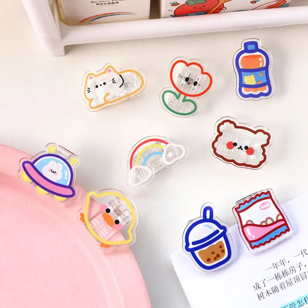 Small Clips Page Holder Cartoon School Stationery Index Clamp Binder Clips Paper Clip Transparent Clip Snacks Sealing Clip