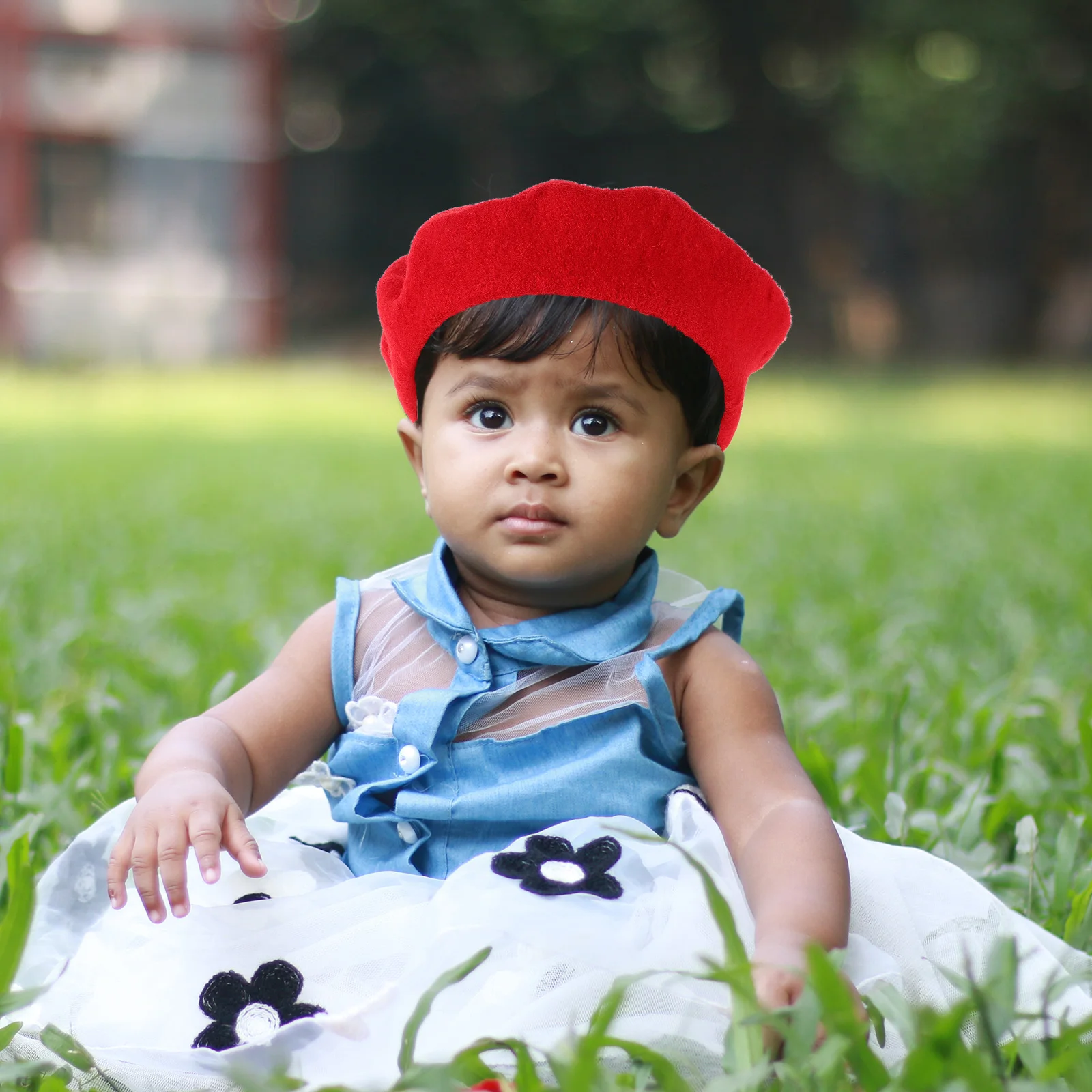 

Beret Dome Red Woolen Tartan Kids Beret Hat Girls Boys Toddler Knit Cap French Beanie Warm Winter Accessories Sun Hat