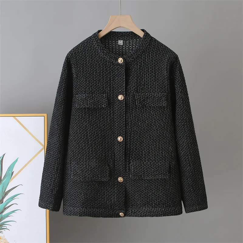 

Модная женская джинсовая куртка XXXXL больших размеров, весна 2026, с круглым вырезом, длинными рукавами, элегантный кардиган-пальто 2602