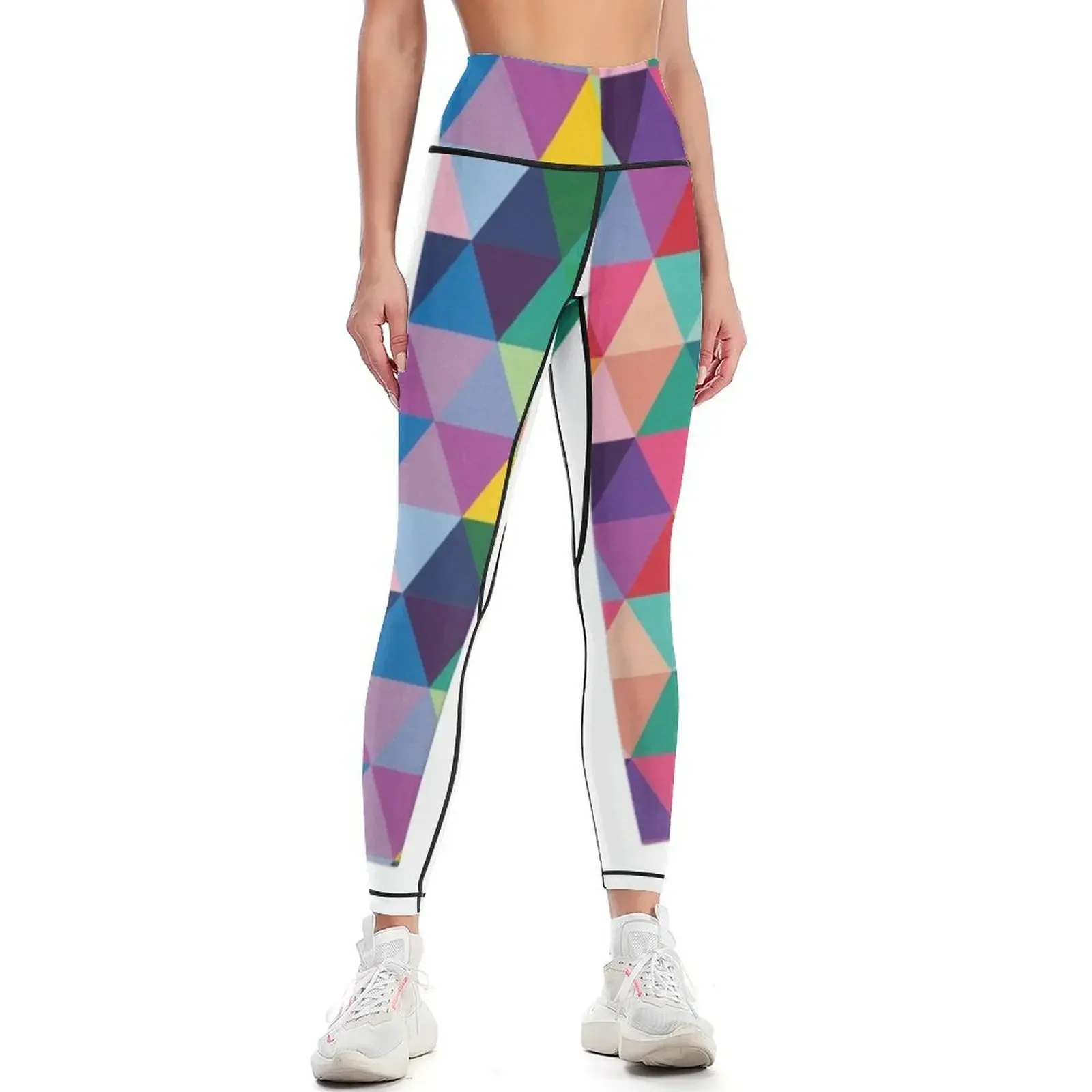 

Colorful Geometric - Triangles Leggings sports for push up for girls for physical push up fitness Womens Leggings