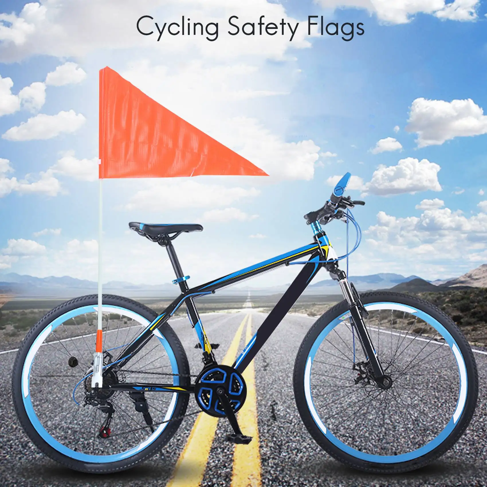 A98Z Safety Flag With Pole,6 Foot Adjustable High Visibility Bike Flag, Brightly Colored Waterproof Safety Flag For Kids Bike
