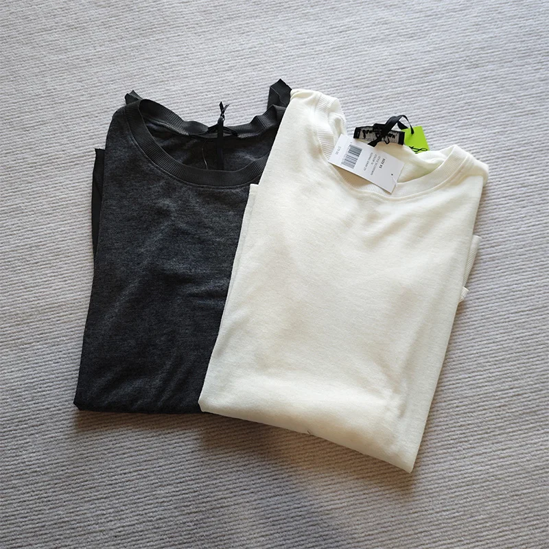 تي شيرت نسائي بقصة ضيقة طويل Sve من مزيج الصوف لصق على شكل حرف a مستدير Ne كاجوال Sle قميص خريفي رقيق يسمح بالتهوية #3