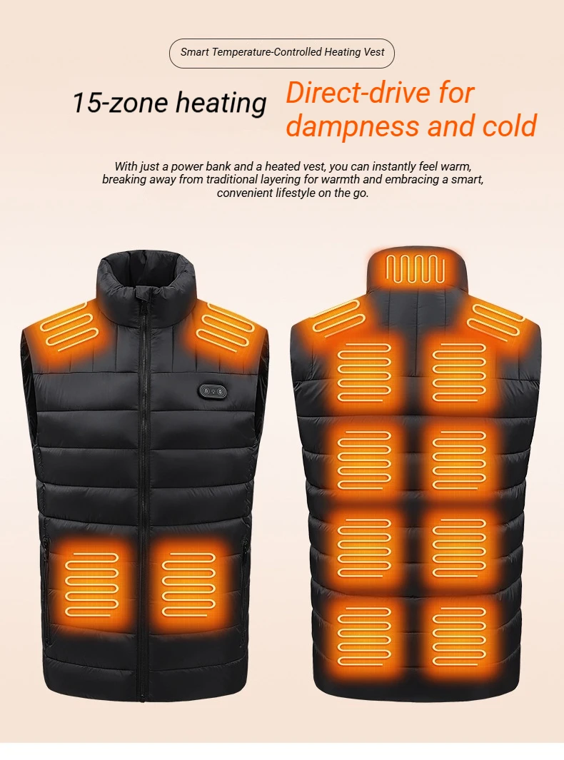 Unisex Winter Smart Heated Jacket, Slim Fit Versatile Cold Resistant Thermal Coat, Comfortable Sport Casual Wear Resistant Elect