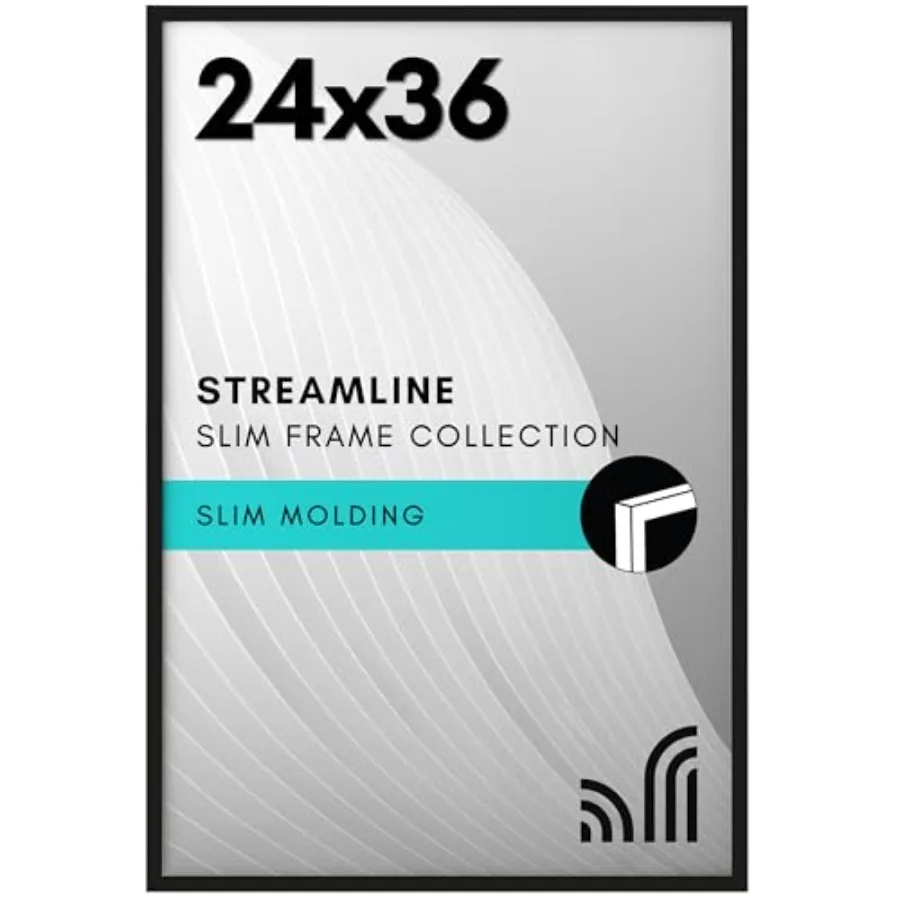 

Рамка для постеров 24x36 с полированным оргстеклом - Коллекция Streamline - Тонкая рамка для картин с узкой рамкой для настенного размещения - Для жесткого крепления на стену