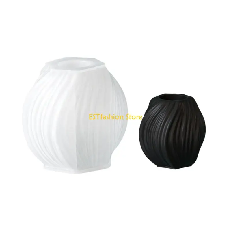 Y5GC Waved Texture Silicone Mold For DIY Resin Flower Vase Crafting Flower Container Mold For Home Decors And Gift Making