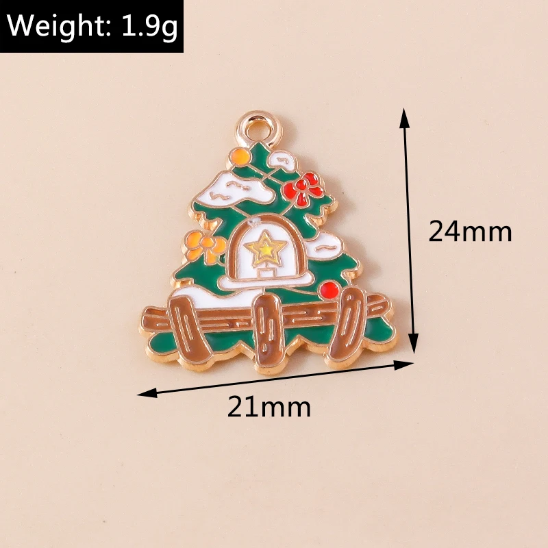 20 Stück gemischte niedliche Emaille-Weihnachtsbaum-Anhänger für die Schmuckherstellung, Tropfenohrringe, Halsketten, Armbänder, DIY-Bastelzubehör – Detail 32