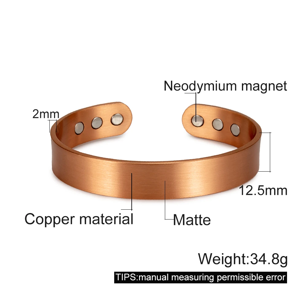 Men's Adjustable Pure Copper Magnetic Cuff Bracelet
