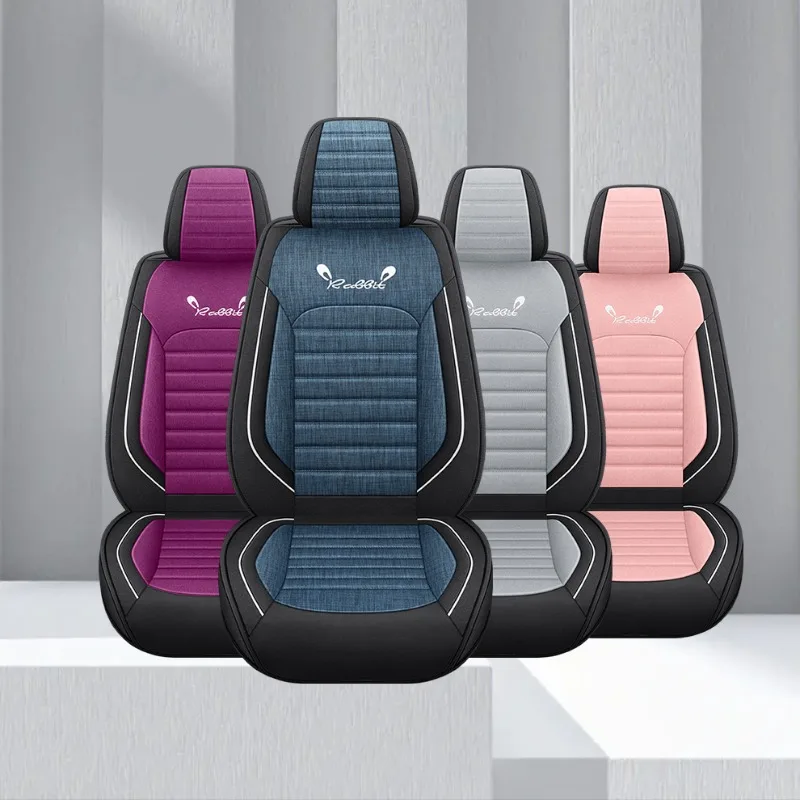1pc Full-Cover Linen Texture Car Seat Cover – Breathable, Comfortable & Durable for All-Season Use – Fits Most Vehicles