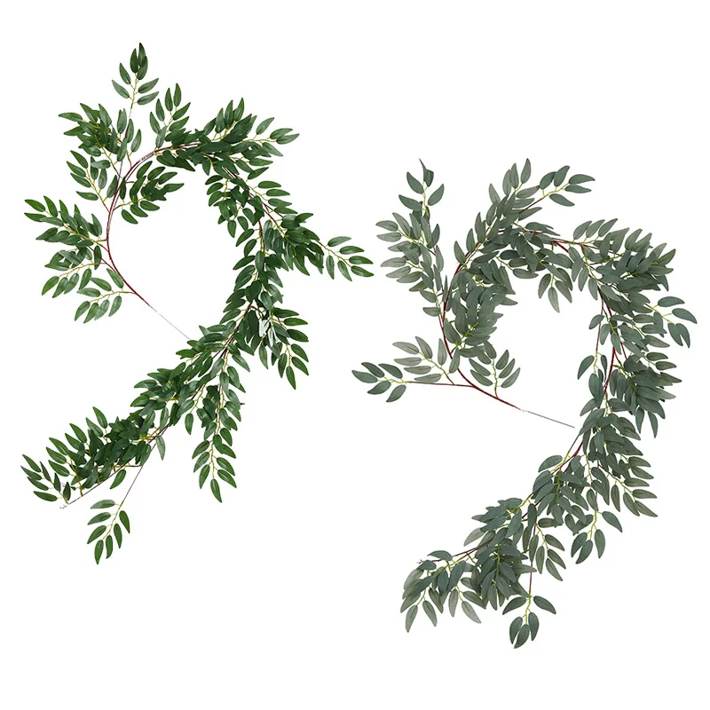 

2pc 170cm Simulation Plant Leaves Willow Rattan Ins Wedding Wall Hanging Green Plant Arch Winding Encryption Wicker