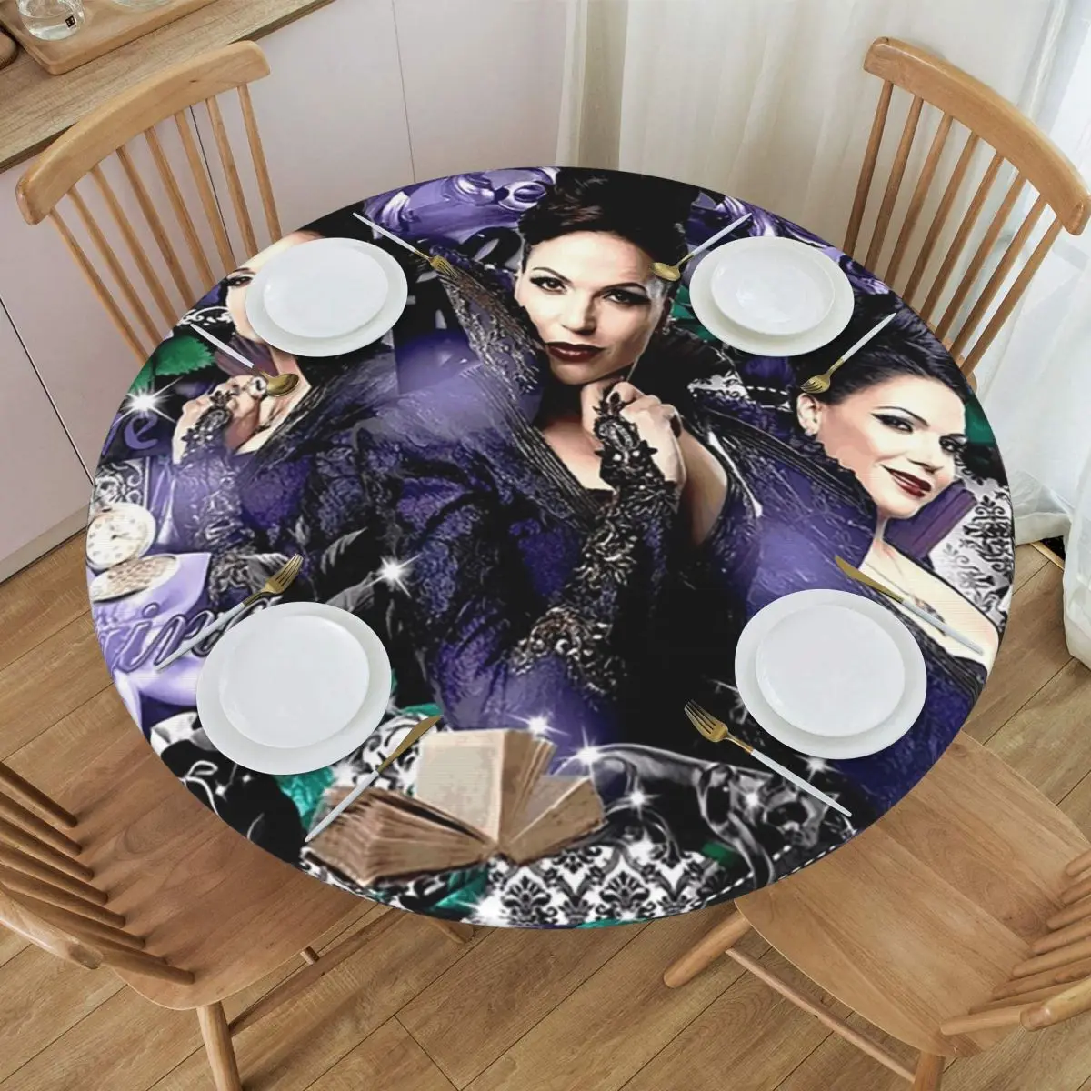 Regina Mills Once Upon A Time Waterproof Round Tablecloth Oilproof Table Cloth for Kitchen Events Dining Table Cover