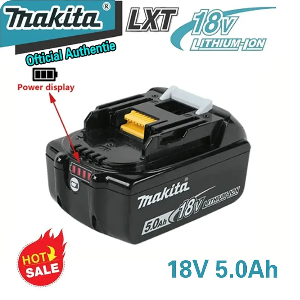 100% Original Makita Rechargeable Power Tool Battery, Replaceable LED Lithium-ion, 5.0 Ah 18V LXT BL1860B BL1860BL1850 BL1830