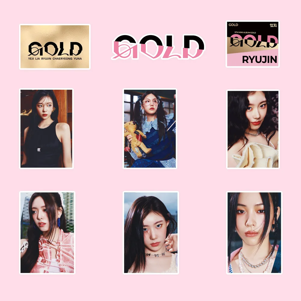 106PCS KPOP ITZY Albums GOLD Sticker Pack YEJI LIA RYUJIN CHAERYEONG YUNA Single Sided Printed Cute Stickers Fans Collection