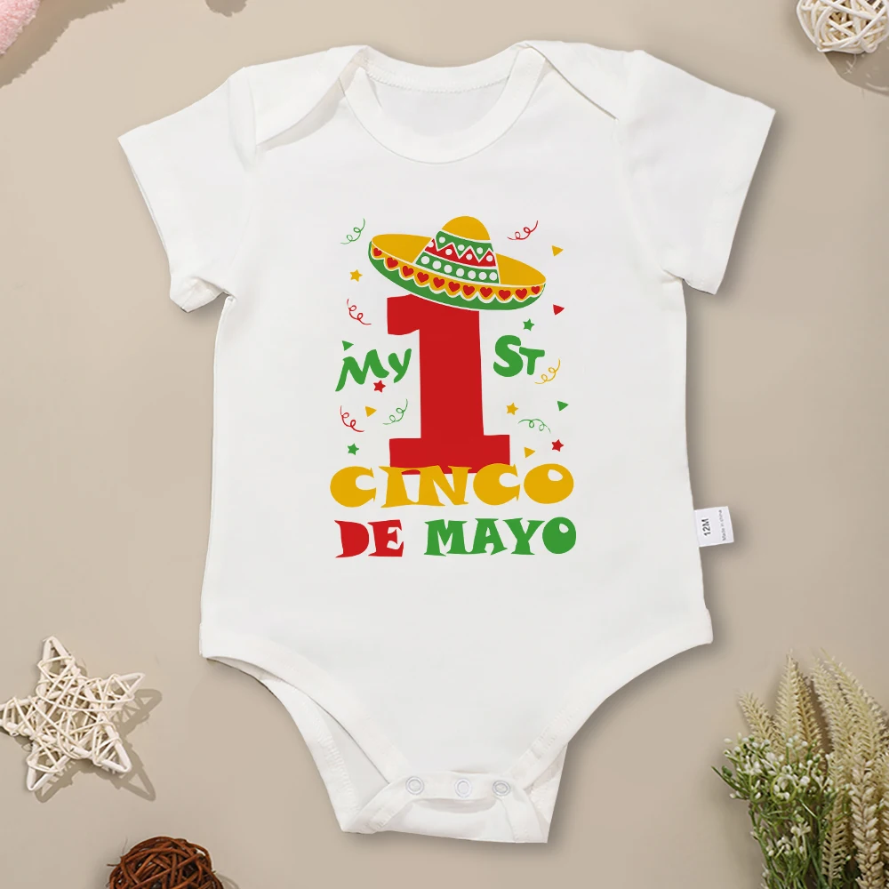 My 1st Cinco De Mayo Newborn Baby Boy Girl Clothes Bodysuit Mexican Style Stylish Trend Infant Onesie Cotton 0 to 24 Months