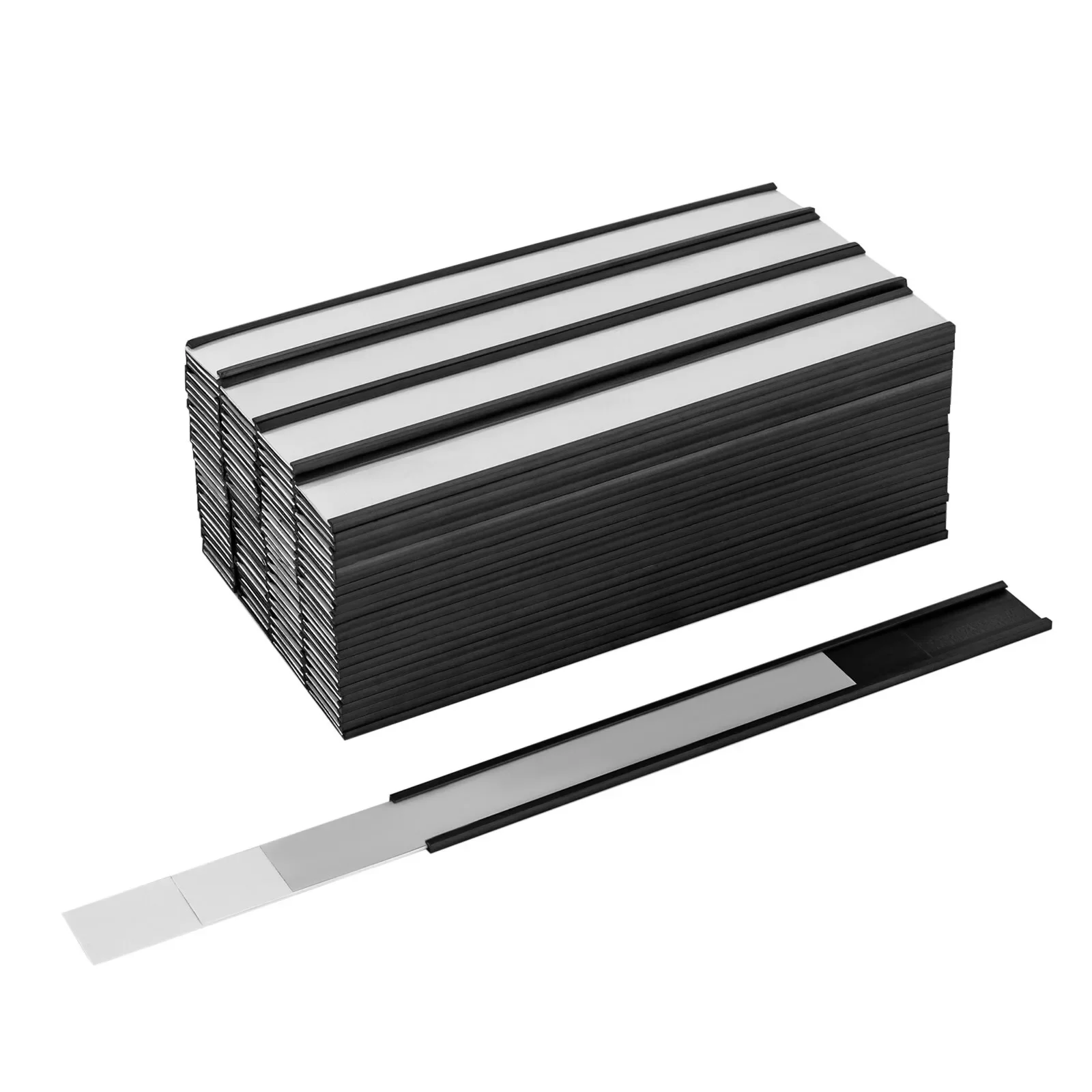 100 PCS Magnetic Shelf Label Holders Offices Schools Data Card Rack 1 x 8 Inch