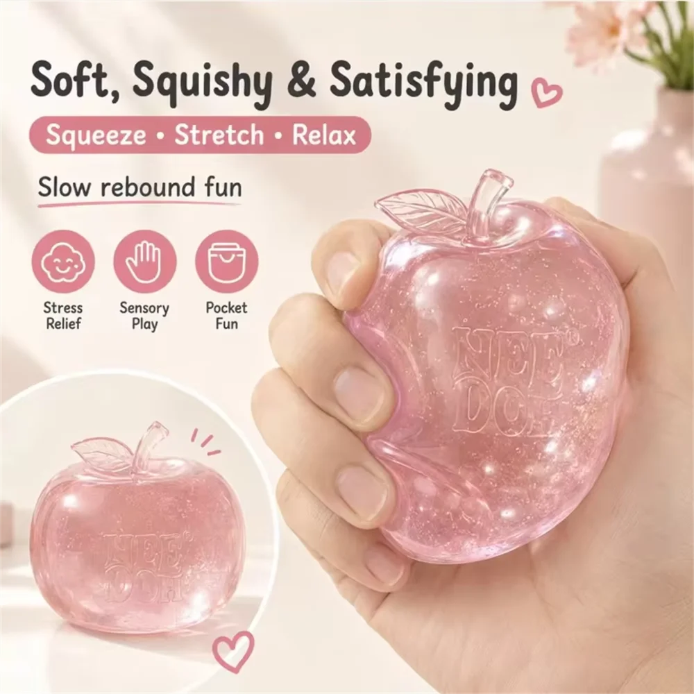 Needoh Apple Stress Ball Slow Rebound Squeeze Toy Relaxing and Interesting Gifts Squeeze Toy Soft Jelly Senses Gifts For Adult view 2