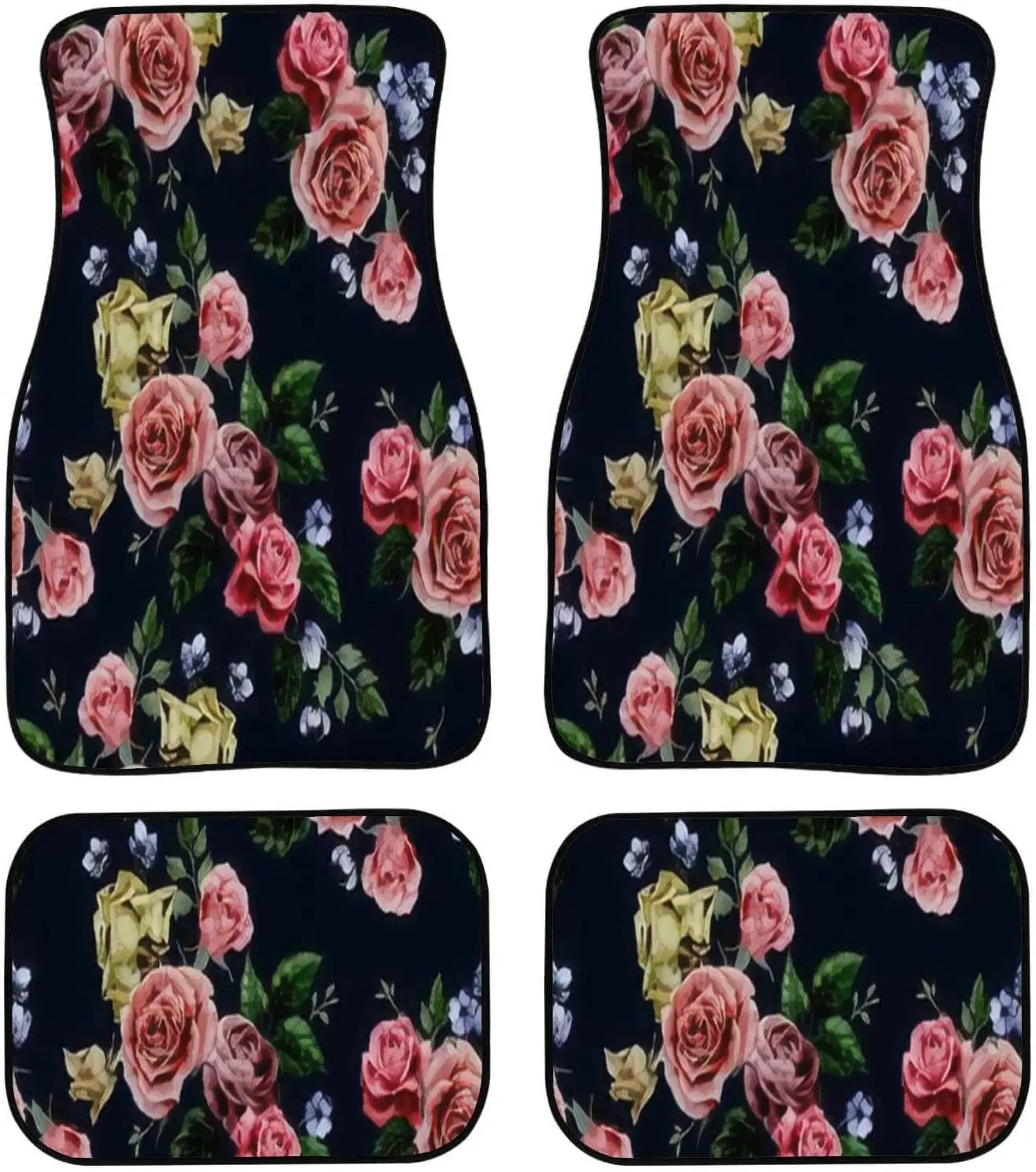 

Car Floor Mats Seamless Floral With Of Red Purple And Pink Roses On Black Watercolor Carpet Floor Mats For Cars, Auto Interior D