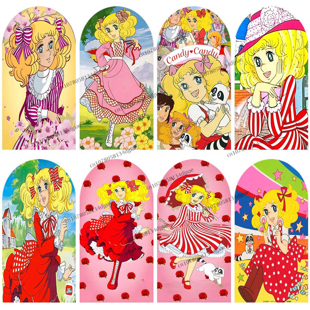 

Manga Candy Candy Anime Backdrop Arch Cover Decoration Kids Girl Birthday Party Background Flower Photo Double-side Banner Props