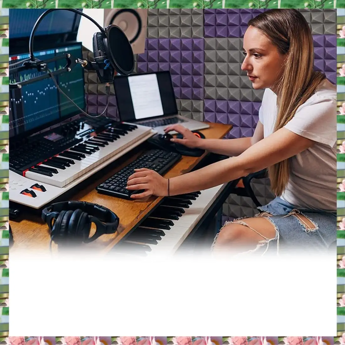 

Sports 24 Pack Acoustic Panels,Sound Proof Foam Panels,Studio Soundproofing Wedges,Wall Reduce Noise Foam,For Music Studio,Etc,2