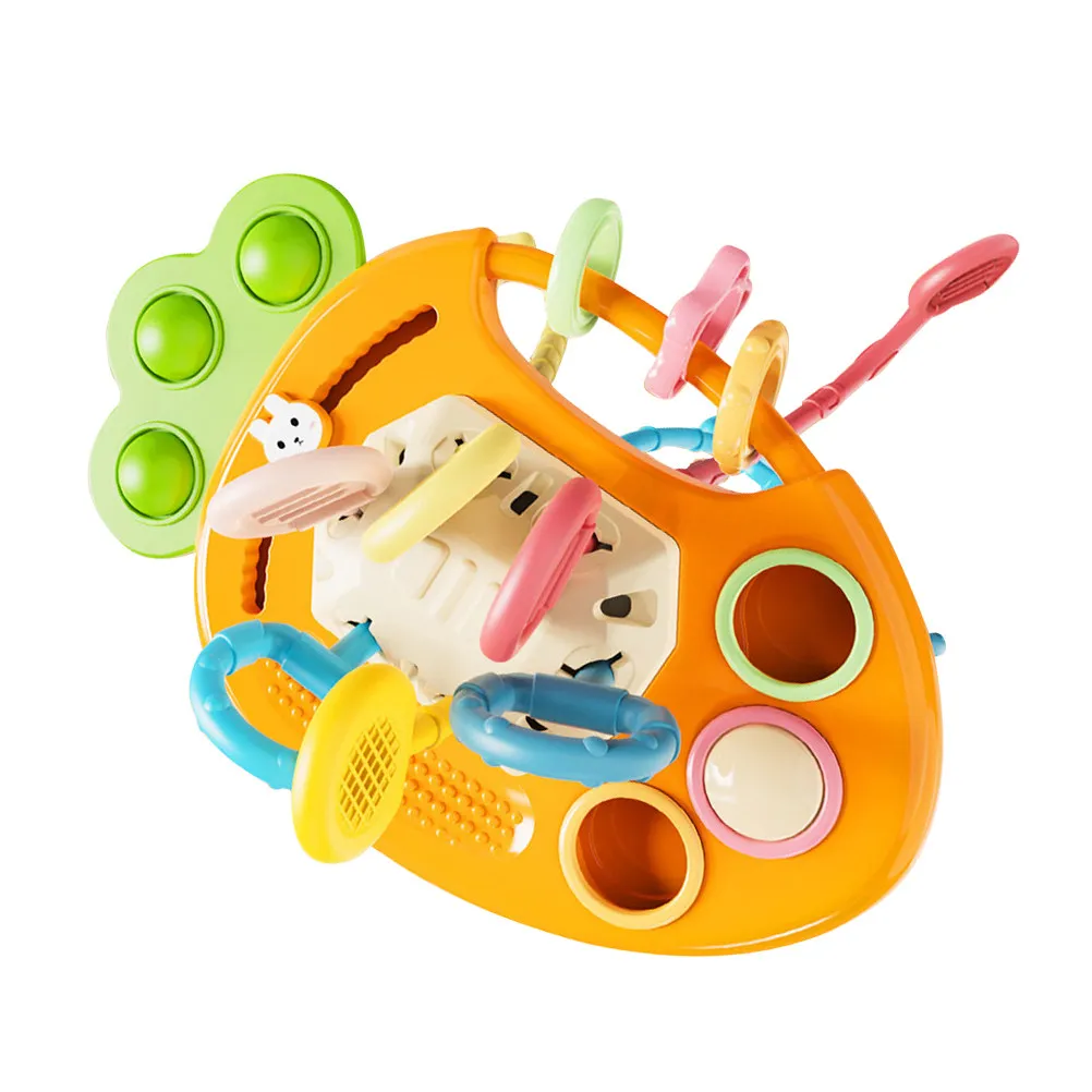 Cartoon Pull String Interactive Baby Portable Fine Motor Early Educational Easter Basket Stuffer Sensory Baby Pull Toy