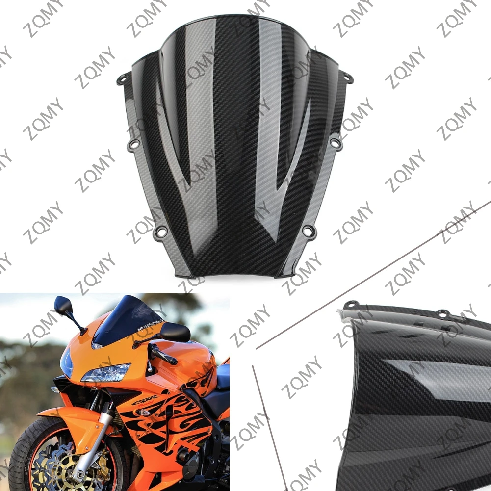 Motorcycle Double Bubble Windshield Windscreen For Honda CBR600 RR F5 2003 2004 Scratch Resistant Carbon Fiber ABS Wind Screen