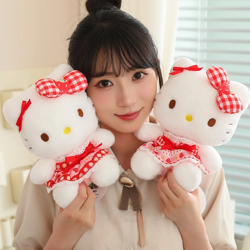 

Sanrio мультфильм аниме Hello Kitty плюшевая игрушка милая Hello Kitty Kawaii Мягкая кукла Девичья комната Декор Высокое качество подарки для девочки
